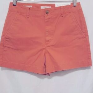 LOFT Washed Twill Chino Shorts Coral size 8 NWT